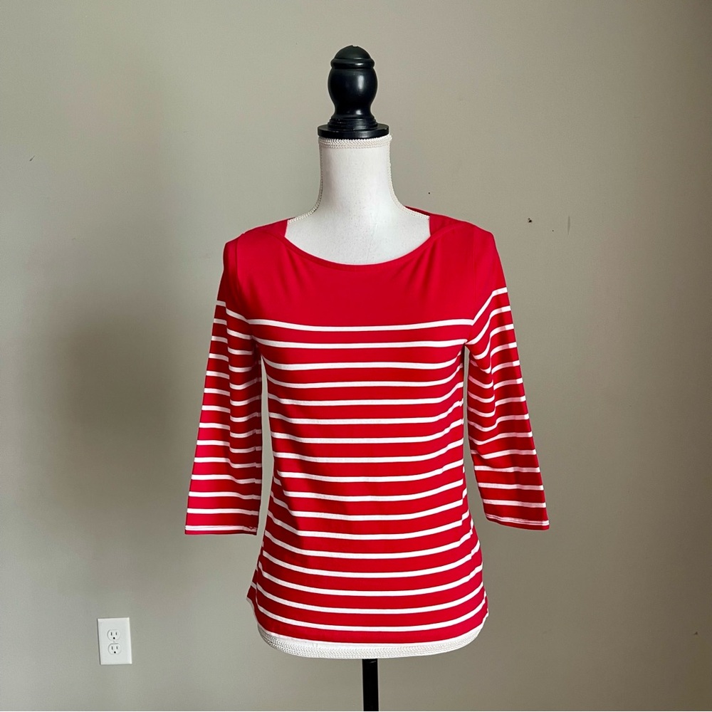 A NEW DAY | Red Striped Top Sz S - Picture 2 of 6